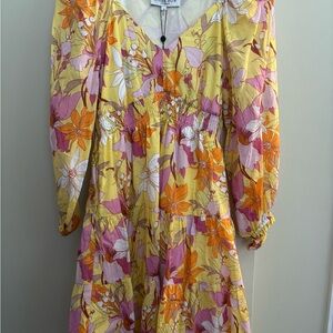 Floral  Dress in Yellow and Pink